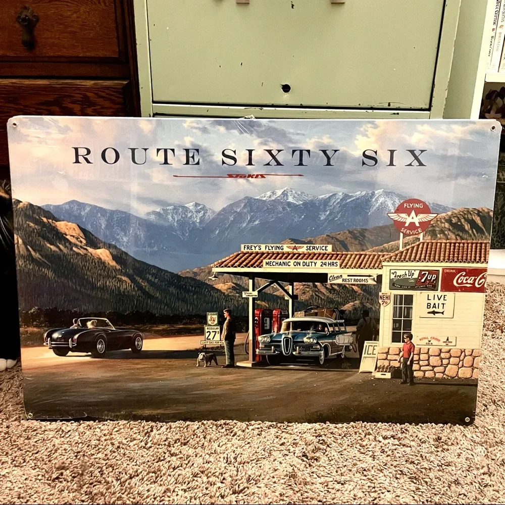 NEW Large Heavy Duty Steel Route 66 Flying A Service Gas Station Sign